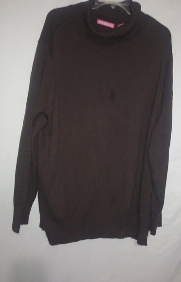Woman Within 3X Chocolate Turtleneck Sweater Top Plus - Picture 2 of 4